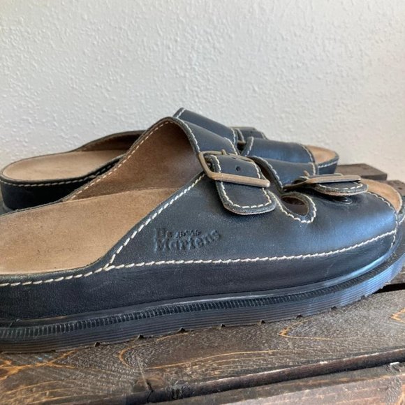 Vintage Doc Dr Martens Mens Black Leather Double Strap Chunky Sandals Size US 10 - Picture 4 of 10